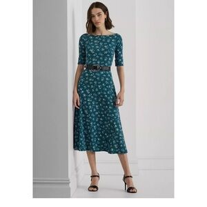 Ralph Lauren Blue Floral Midi Dress